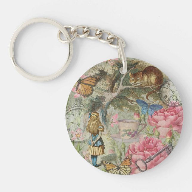 Alice Cheshire Cat Wonderland Tree Garden Keychain (Front)