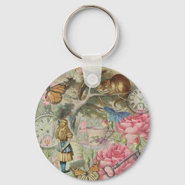 Alice Cheshire Cat Wonderland Tree Garden Keychain (Front)