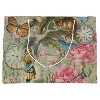 Alice Cheshire Cat Wonderland Tree Garden Large Gift Bag