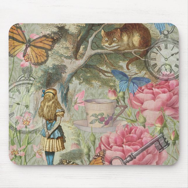 Alice Cheshire Cat Wonderland Tree Garden Mouse Pad (Front)