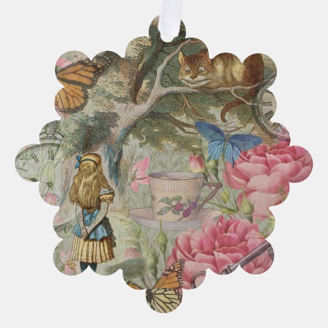 Alice Cheshire Cat Wonderland Tree Garden Ornament Card (Front)