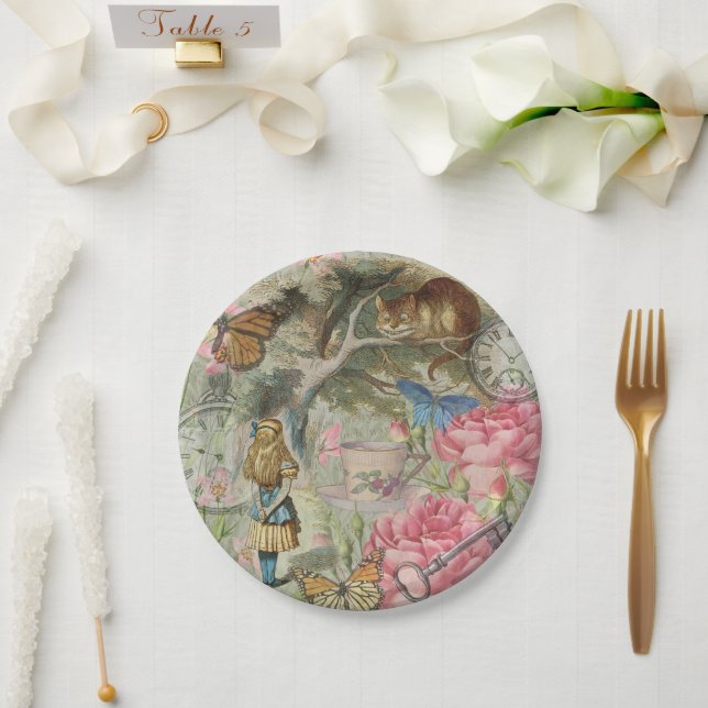 Alice Cheshire Cat Wonderland Tree Garden Paper Plates (Wedding)