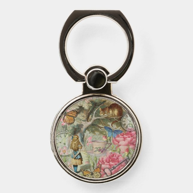 Alice Cheshire Cat Wonderland Tree Garden Phone Ring Stand (Front)