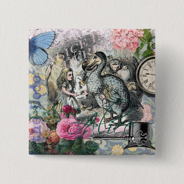 Alice Classic Wonderland Dodo Tenniel Art Button (Front)