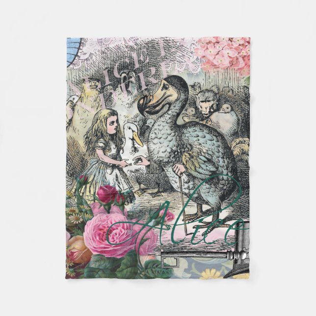 Alice Classic Wonderland Dodo Tenniel Art Fleece Blanket (Front)