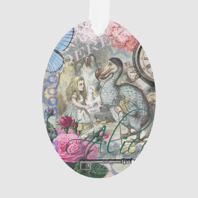 Alice Classic Wonderland Dodo Tenniel Art Ornament (Back)