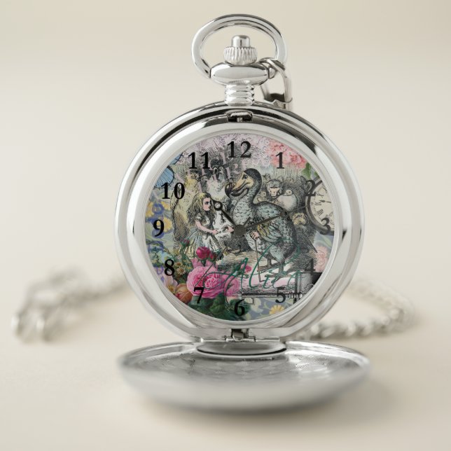 Alice Classic Wonderland Dodo Tenniel Art Pocket Watch (Inside)