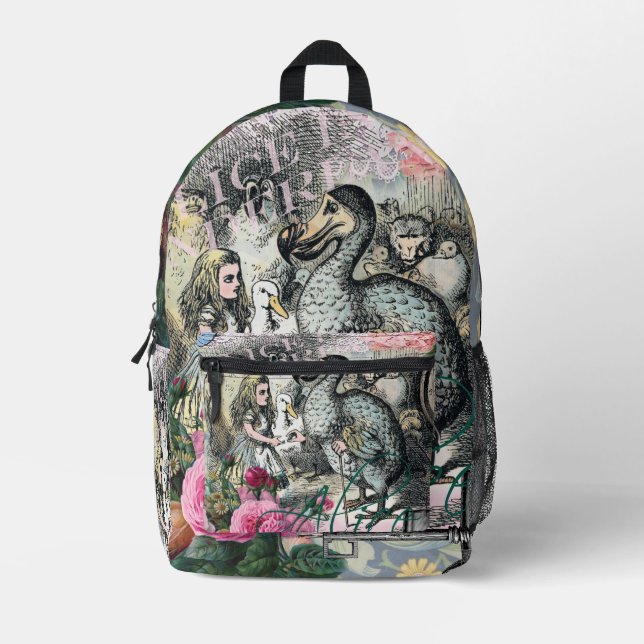Alice Classic Wonderland Dodo Tenniel Art Printed Backpack (Front)