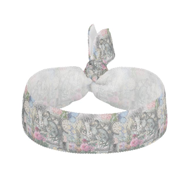 Alice Classic Wonderland Dodo Tenniel Art Ribbon Hair Tie (Front)