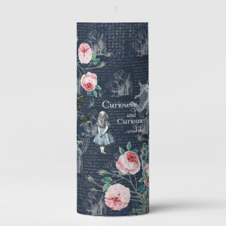 Alice Curioser Wonderland Blue Pink Pillar Candle