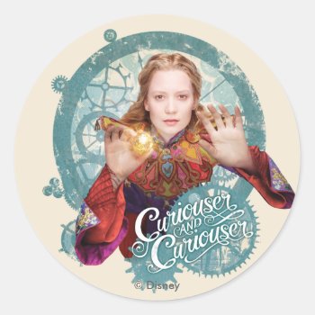 Alice | Curiouser And Curiouser Classic Round Sticker by AliceLookingGlass at Zazzle