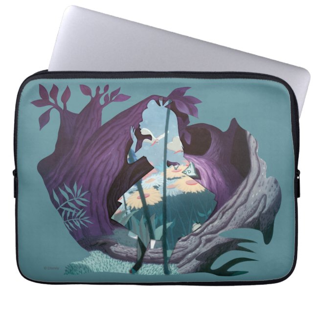 Alice Daisy Field Silhouette in Tulgey Woods Laptop Sleeve (Front)