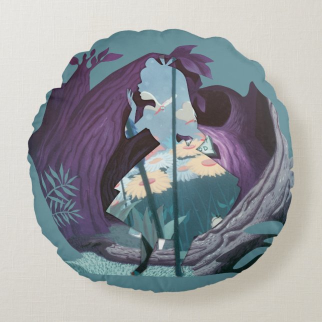 Alice Daisy Field Silhouette in Tulgey Woods Round Pillow (Front)