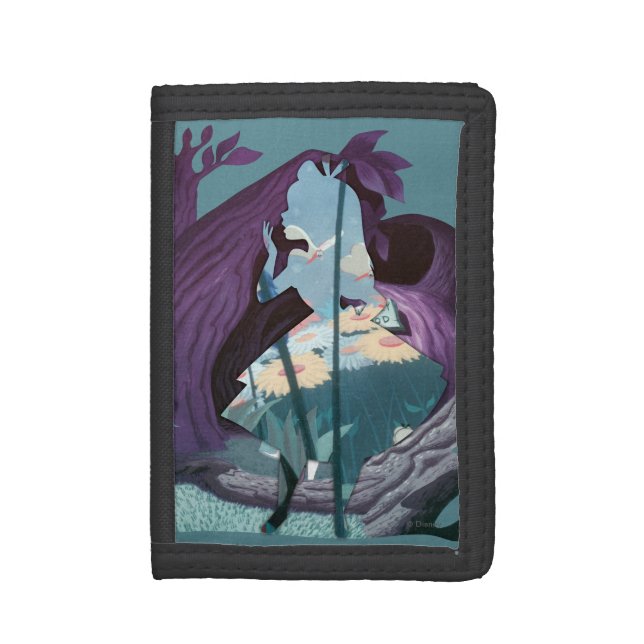 Alice Daisy Field Silhouette in Tulgey Woods Trifold Wallet (Front Vertical)