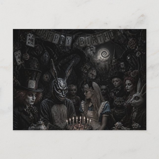 Alice Dark Fantasy Birthday Party Postcard (Front)