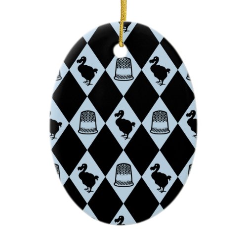 Alice Dodo &amp; Thimble Pattern Ceramic Ornament