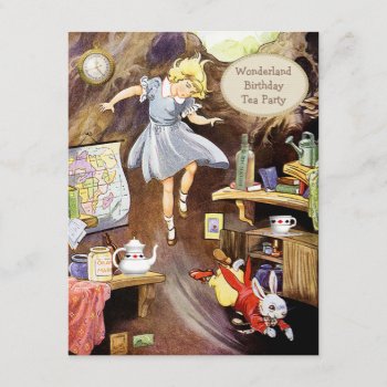 Alice Down The Rabbit Hole Birthday Tea Party Invitation by GroovyGraphics at Zazzle