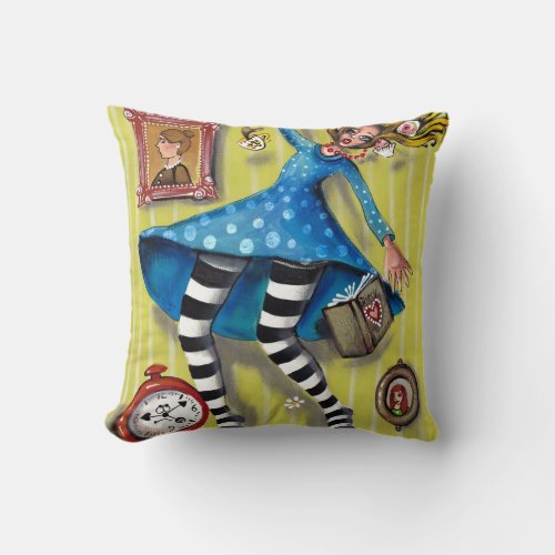 Alice Down the Rabbit Hole Throw Pillow