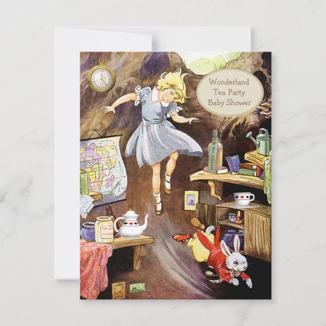 Alice Down the Rabbit Hole Wonderland Baby Shower Invitation (Front)