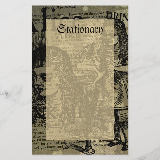 Alice Drink Me Collage Stationery (Front)