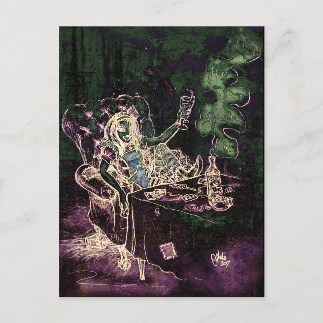 Alice Drinks Absinthe Now (negative) Postcard (Front)