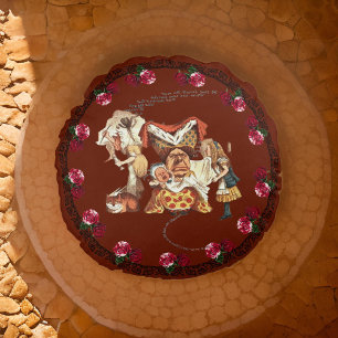 Alice Duchess Cheshire Cat Burgundy Pouf Round Pillow