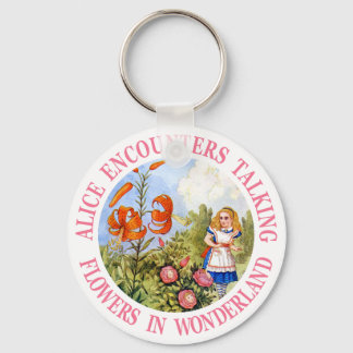 Alice Encounters Talking Flowers In Wonderland Keychain