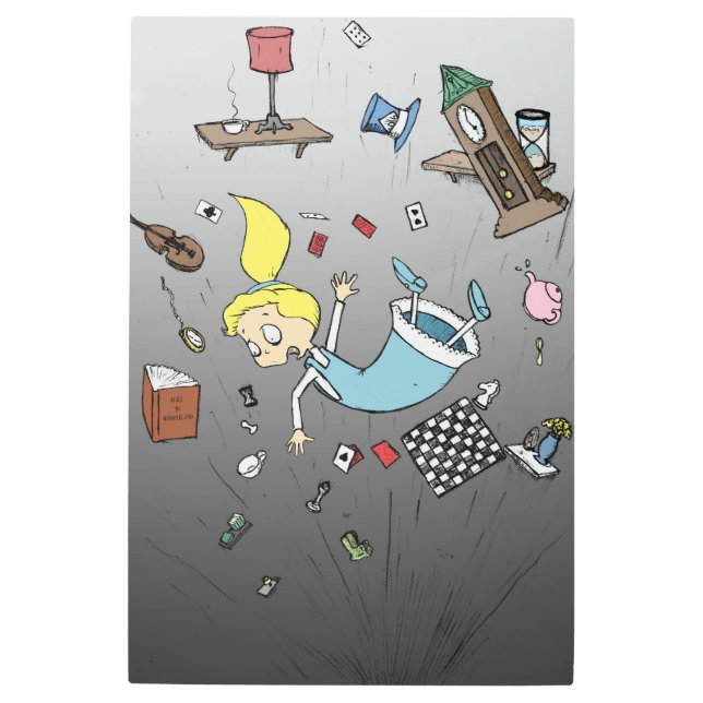 Alice Falling Into Wonderland Metal Print (Front)