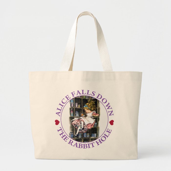 ALICE FALLS DOWN THE RABBIT HOLE BAGS