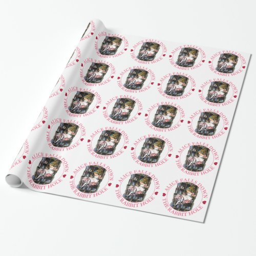 Alice Falls Down the Rabbit Hole to Wonderland Wrapping Paper