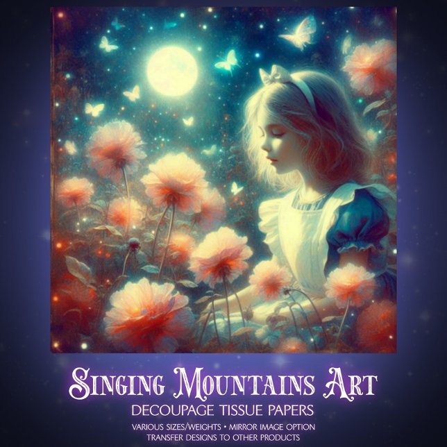 Alice Fantasy Full Moon Garden Decoupage Tissue Paper (Creator Uploaded)