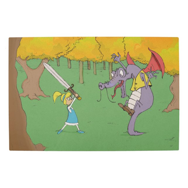 Alice Fighting the Jabberwocky Metal Print (Front)