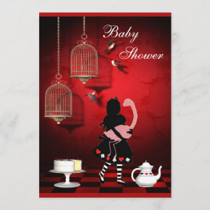 Alice & Flamingo Birds & Cages Baby Shower Invitation