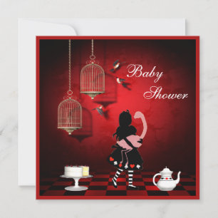 Alice & Flamingo Birds & Cages Baby Shower Invitation