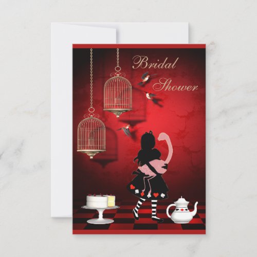 Alice  Flamingo Birds  Cages Bridal Shower Invitation