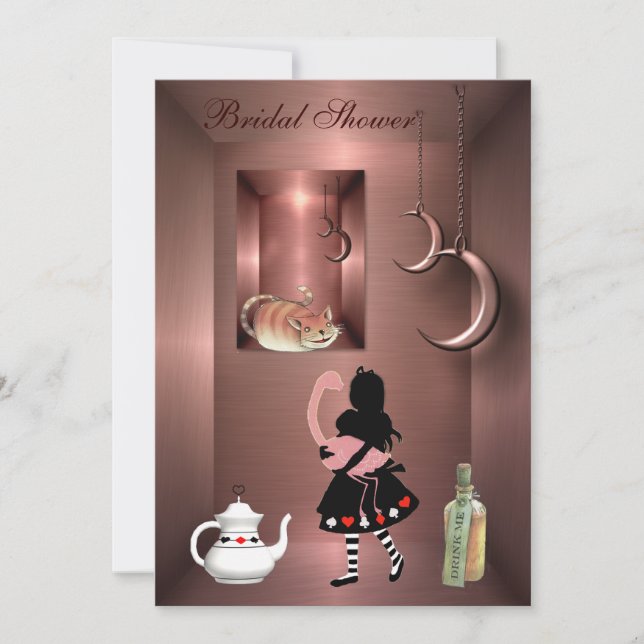 Alice, Flamingo & Cheshire Cat Bridal Shower Invitation (Front)