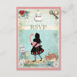 Alice, Flamingo & Cheshire Cat RSVP Card