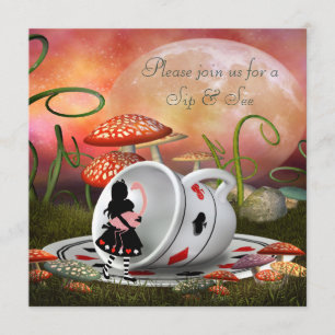 Alice & Flamingo Sip & See Baby Shower Invitation