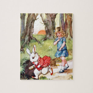 Alice Follows the White Rabbit To Wonderland Jigsaw Puzzle