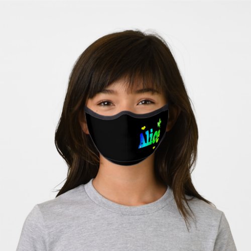 Alice Girls Name Logo With Hearts  Premium Face Mask