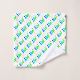 Alice, Girls Name Logo With Hearts, Wash Cloth