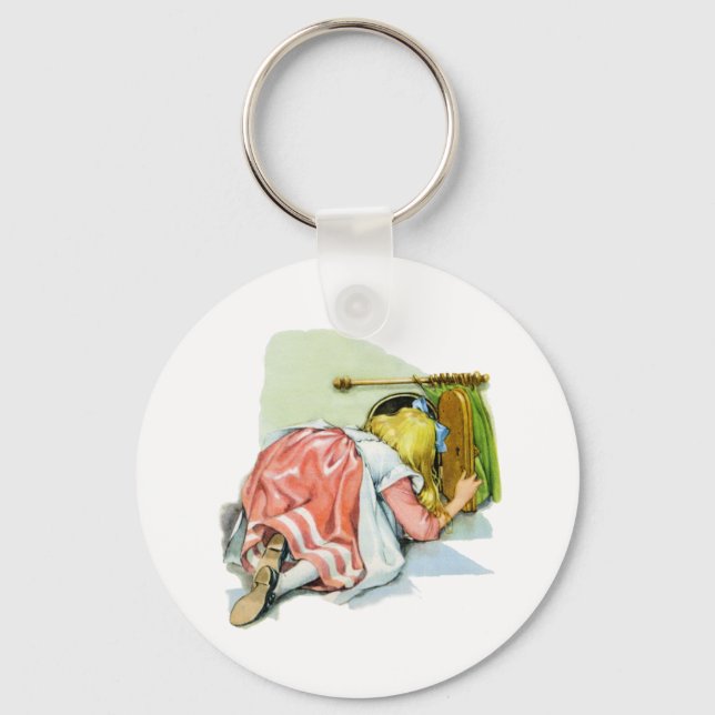 Alice glimpses Wonderland through a tiny door! Keychain (Front)