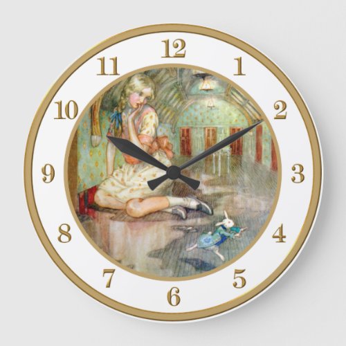 Alice Grows Too Big In the Rabbits House Large Clock