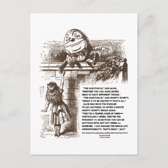 Alice Humpty Dumpty Wonderland Conversation Quote Postcard