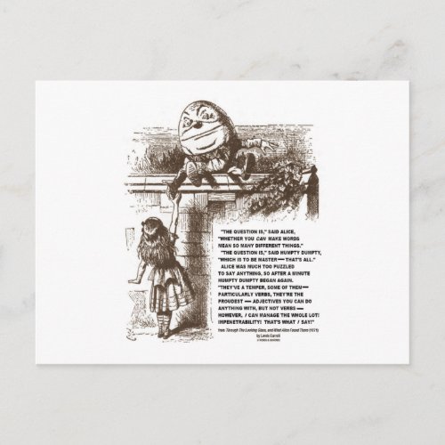 Alice Humpty Dumpty Wonderland Conversation Quote Postcard