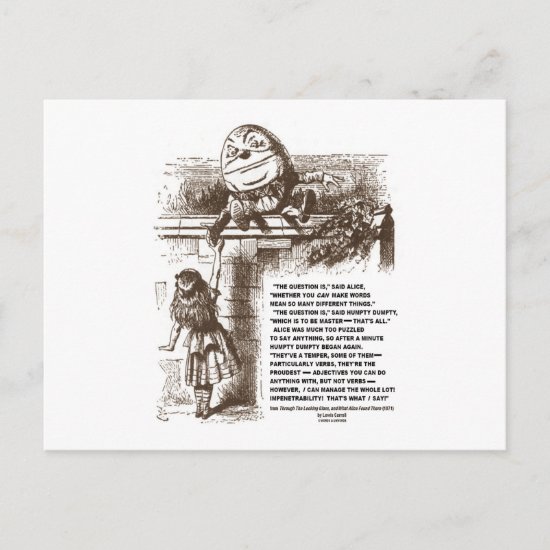 Alice Humpty Dumpty Wonderland Conversation Quote Postcard