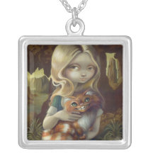 Silver pendant Cheshire cat pendant Alice and Cheshire cat Alice\u2019s Adventures in Wonderland Lewis Carroll Pendant,