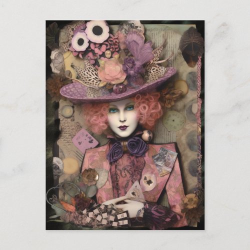 Alice in a fancy hat postcard