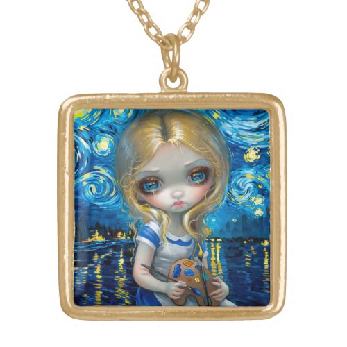 "Alice in a Van Gogh Nocturne" Gold Plated Necklace