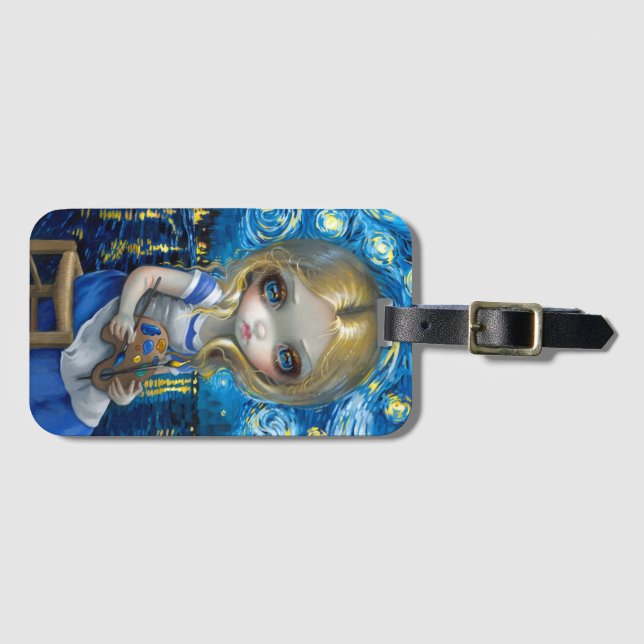 "Alice in a Van Gogh Nocturne" Luggage Tag (Front Horizontal)